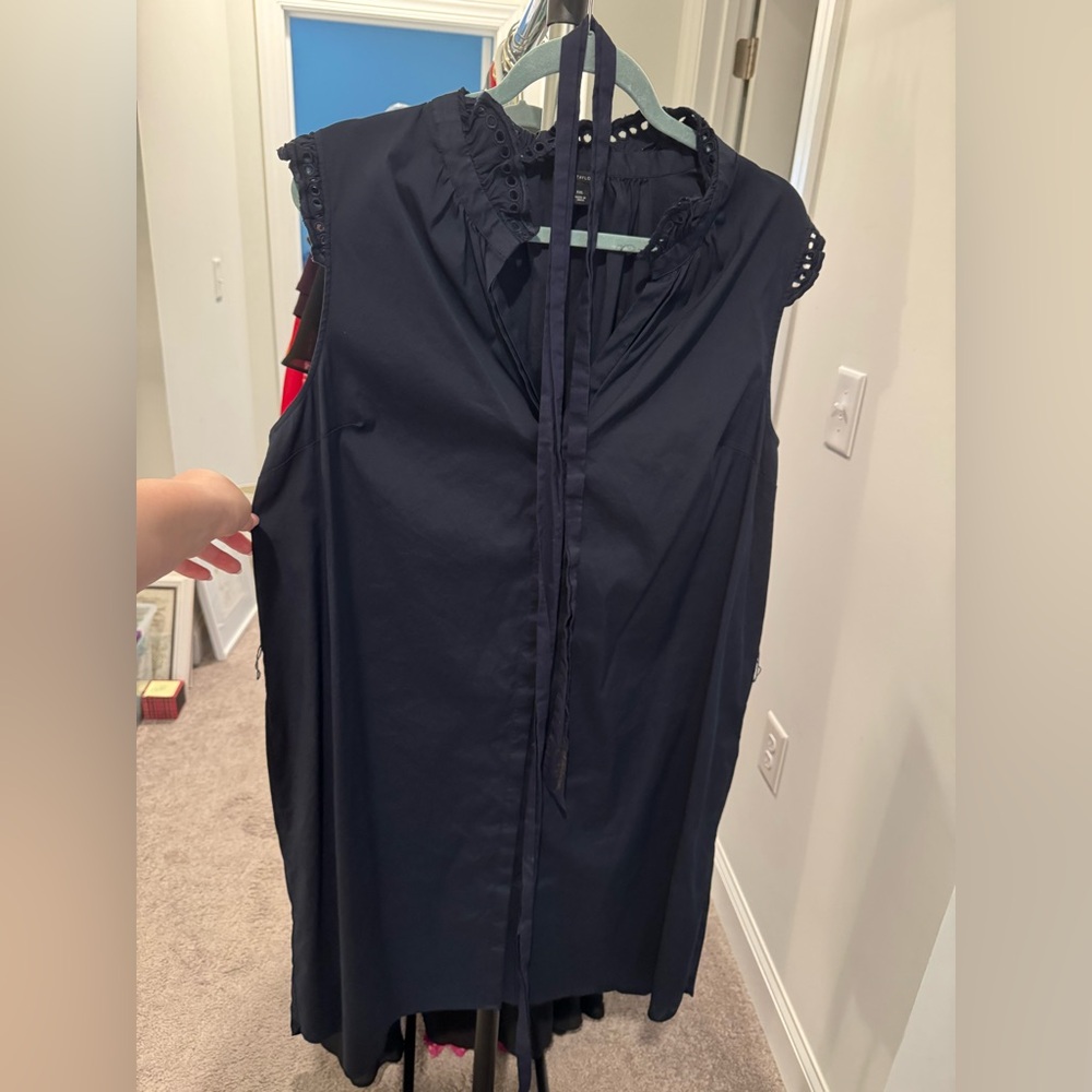 Ann Taylor Midnight Blue Eyelet Blouse